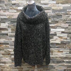 Jones New York Black and Gray Cowl Neck Sweater
